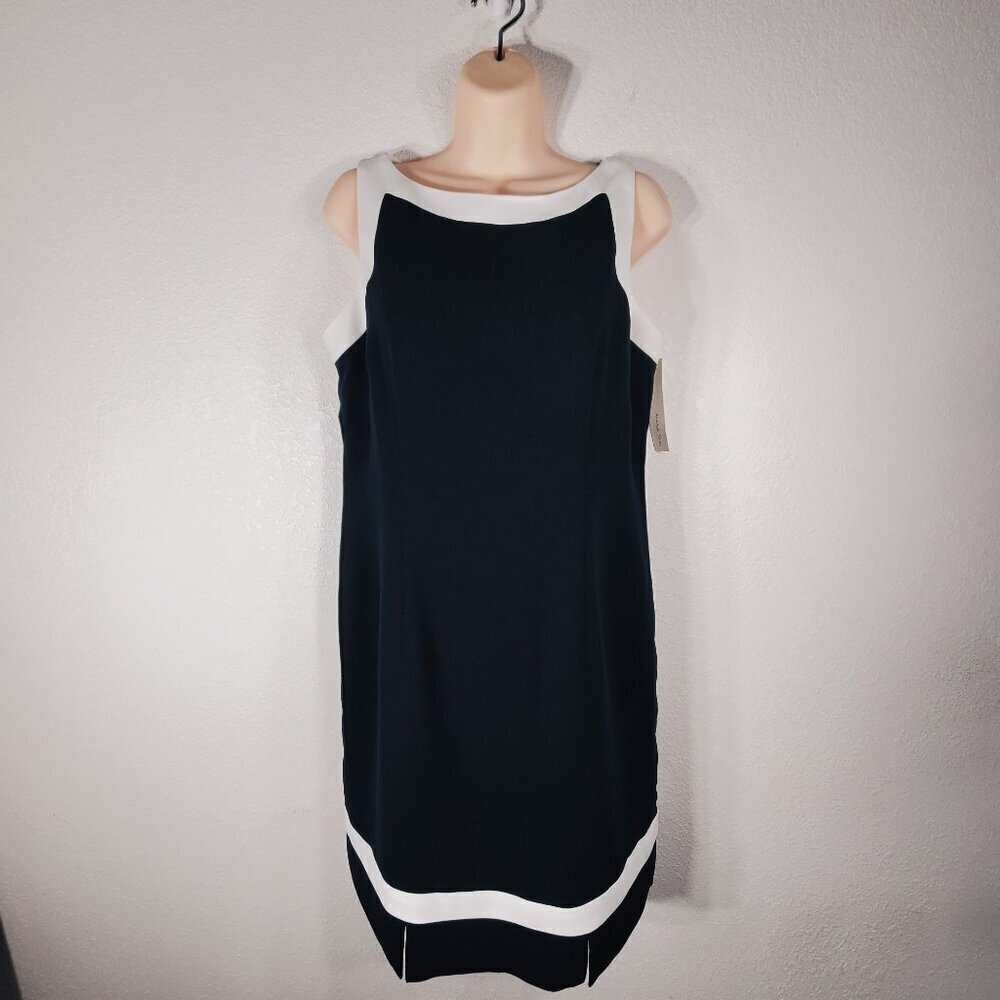 Amanda Smith Womens Black & White Sleeveless Sheath Dress Size 12 Stylish - Picture 10 of 12